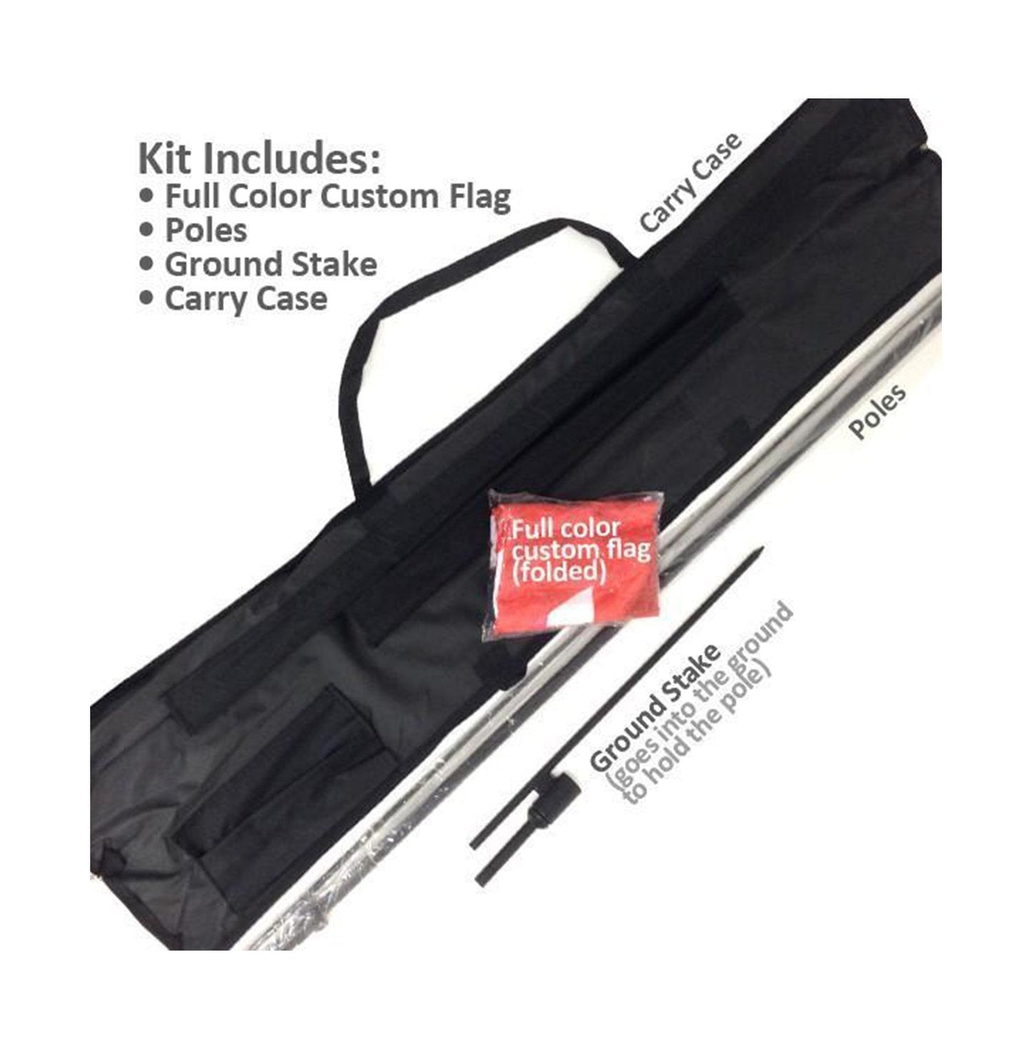 15' Teardrop Flag Kit w/ Double Sided Imprint, Poles, Ground Stake and Carry Case