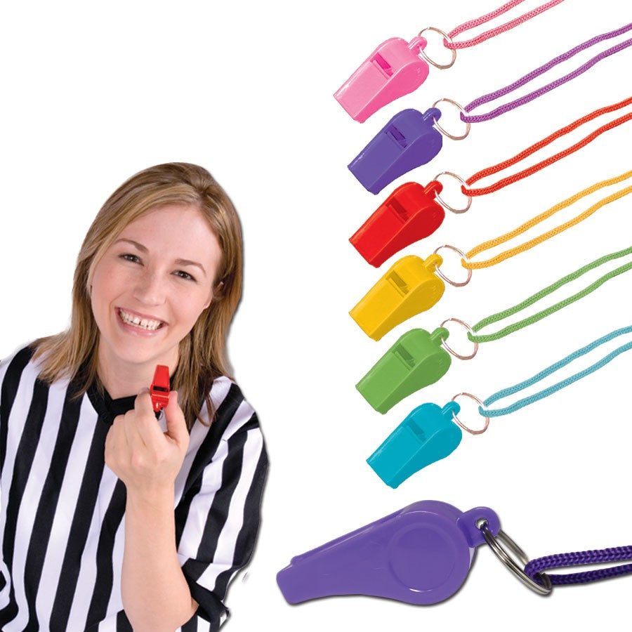 Plastic Whistles with Lanyard
