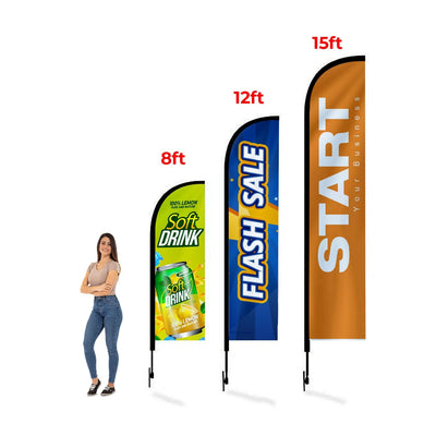 12' Feathered Flag Kit w/ Double Sided Imprint, Poles, Ground Stake and Carry Case